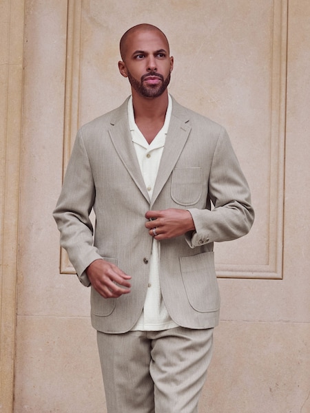 Neutral Slim Fit Waffle Texture Suit Jacket (Q91000) | €33