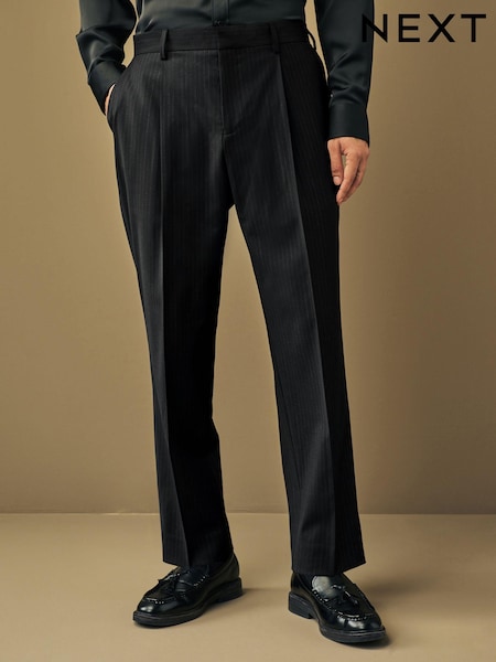Black Slim Fit Stripe Suit: Trousers (Q91004) | € 16