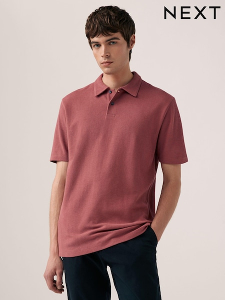 Pink Textured Short Sleeve Polo Shirt (Q91022) | €8