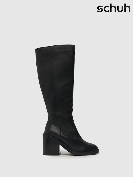 Schuh Delaney Platform Knee High Black Boots (Q91170) | AED276