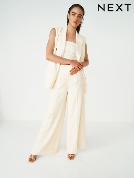 Светло-бежевый - Tailored Super Wide Leg Trousers (Q91208) | €11