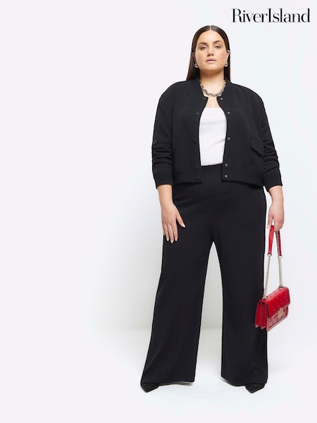 Vaalea Musta - River Island Curve Stitched Wide Leg Trousers (Q91213) | €47