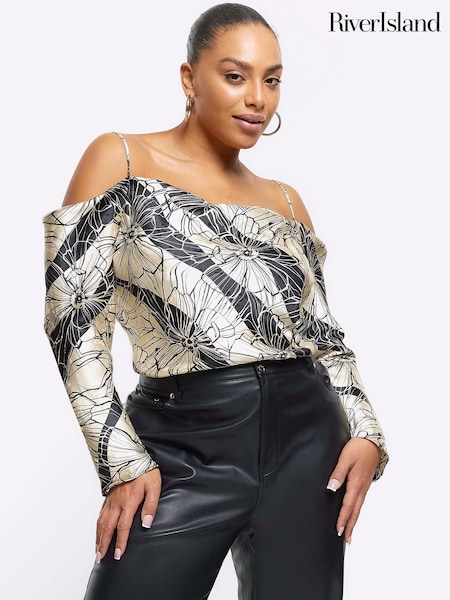 River Island Plus Cold Shoulder Top (Q91216) | 125 LEI