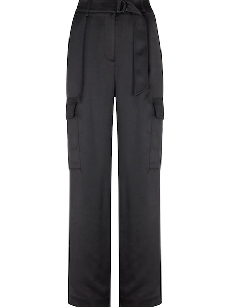 Mint Velvet Black Satin Cargo Trousers (Q91579) | €66