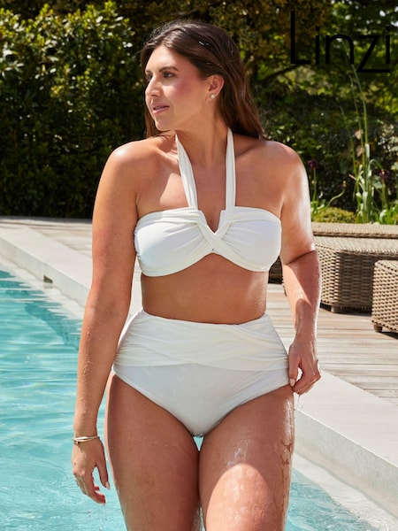 Linzi White Palma Bandeau Halter Neck High Rise Bikini (Q91708) | €61