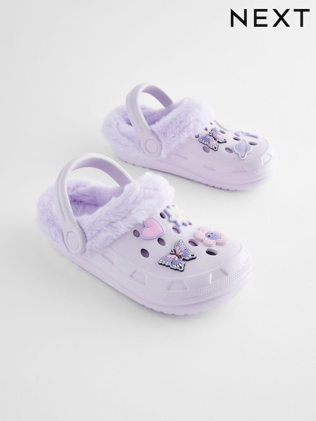 紫色蝴蝶 - Faux Fur Lined Clog Slippers (Q91795) | NT$620 - NT$750