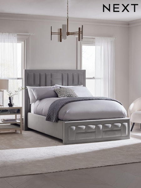 Soft Velvet Mid Grey Ruby Upholstered Ottoman Storage Bed Frame (Q91805) | €1,200 - €1,425