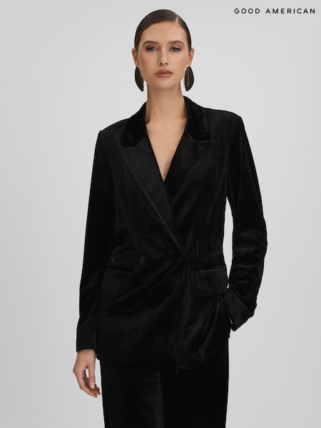 Good American Black Good American Velvet Double Breasted Suit Blazer (Q91829) | €265