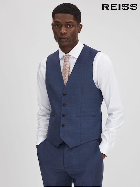 Reiss Bright Blue Harrison Slim Fit Wool Waistcoat (Q91838) | €229