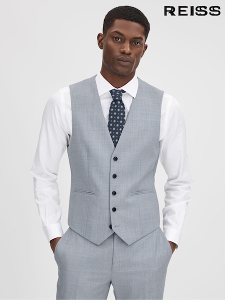 Reiss Soft Blue Dandy Slim Fit Wool Waistcoat (Q91839) | €241