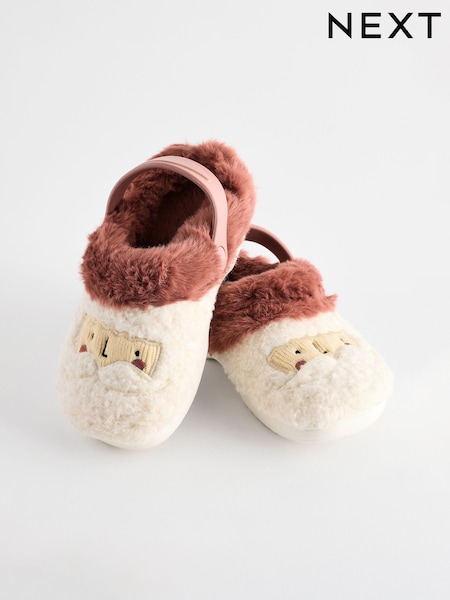 Christmas Santa Faux Fur Lined Clog Christmas Slippers (Q91893) | AED38 - AED45