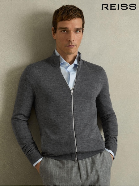 Siv meliran derby - Reiss Hampshire Merino Wool Funnel-Neck Cardigan (Q91944) | € 155