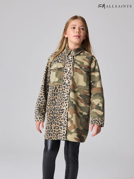 Camuflaj - Cămașă tip jachetă oversized pentru fete smALLSAINTS Lily din 100% bumbac Denim (Q91945) | 208 LEI - 229 LEI