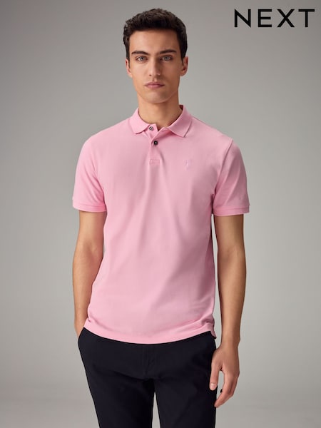 Pink Light Slim Fit Short Sleeve Pique Polo Shirt (Q91962) | 44 QAR