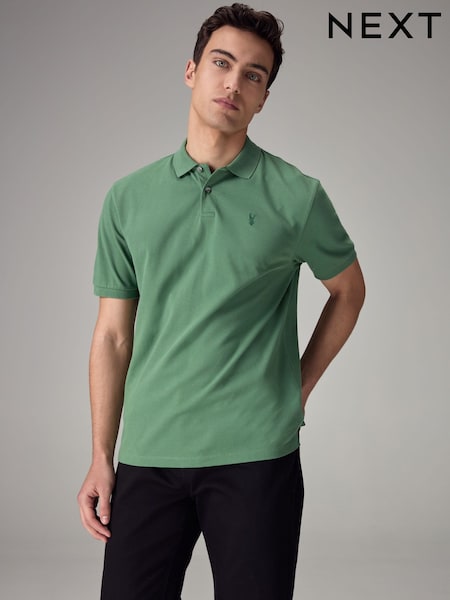 Green Slim Fit Short Sleeve Pique Polo Shirt (Q91987) | €5