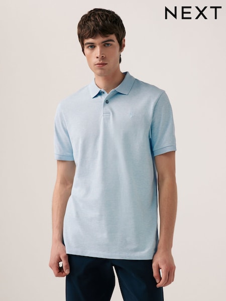 Light Blue Marl Slim Fit Short Sleeve Pique Polo Shirt (Q91992) | 44 QAR