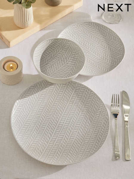 12 Piece Light Grey Langton Dinner Set (Q92219) | €21.50