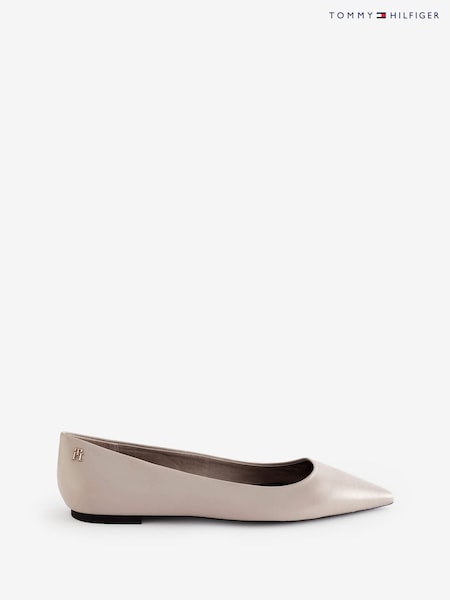 Tommy Hilfiger Cream Essential Pointed Ballerina Pumps (Q92229) | €54