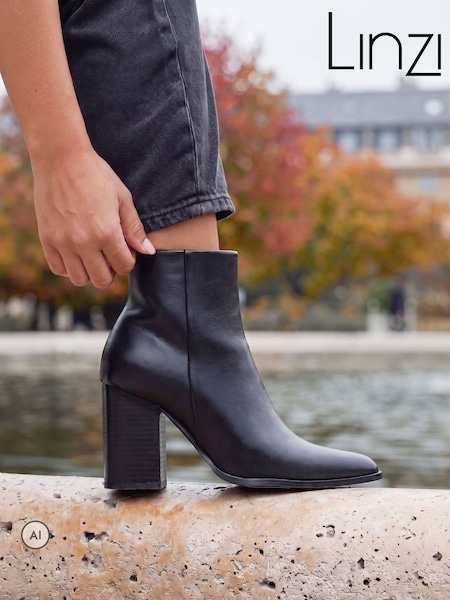 Black - Linzi Farron Block Heeled Ankle Boots