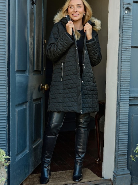 Society 8 Romy Black Quilted Faux Fur Puffer Coat (Q92478) | €53