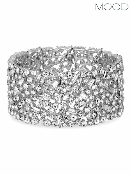 Mood Silver Tone Crystal Multi Stone Stretch Bracelet (Q92636) | €28