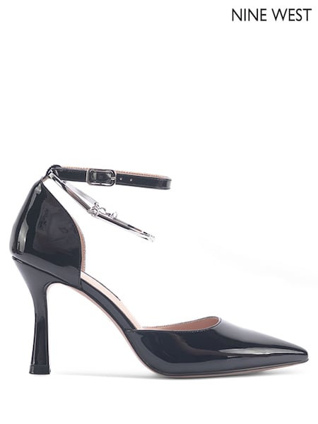 Nine West Womens 'Tibby' Black Ankle Strap Spool Heel Pumps (Q92725) | 286 LEI