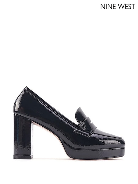Nine West Womens 'Tanla' Black Block Heel Platform Loafers (Q92729) | €37