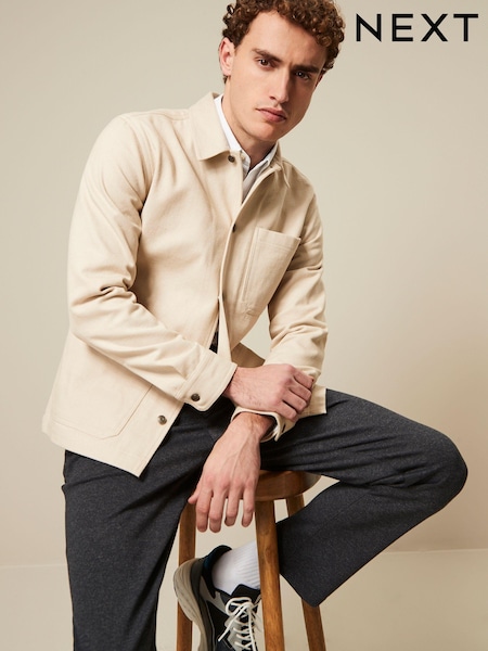 Ecru White Twill Chore Shacket Overshirt (Q92744) | €18