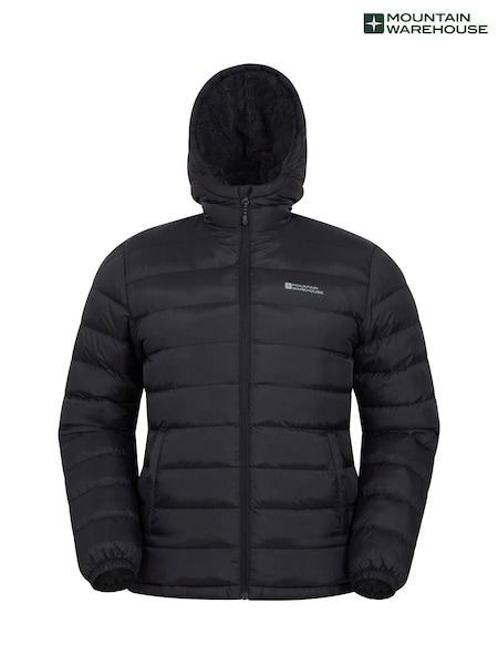 Mountain Warehouse Black Seasons Mens Water Resistant Faux Fur Lined Padded Jacket (Q92860) | R$ 790