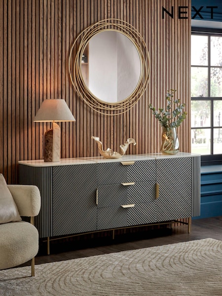 Dark Grey Valencia Marble Mango Wood Extra Large Sideboard (Q92889) | €1,600