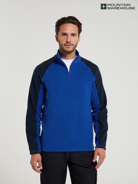 Mountain Warehouse Navy Blue Mens Ashbourne II Half Zip Fleece (Q92898) | €29