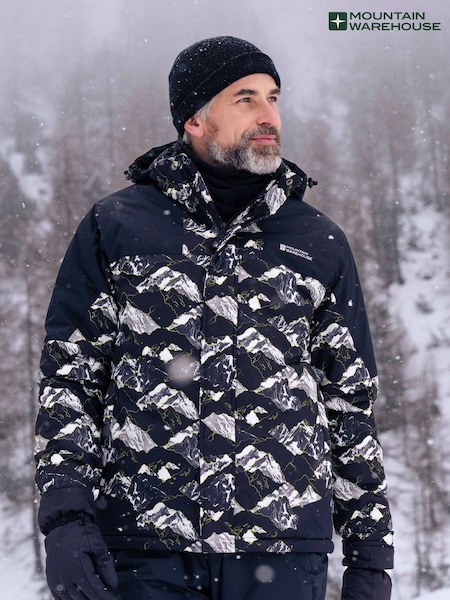 Mountain Warehouse Grey Shadow II Mens Fleece Lined Printed Snow Ski Jacket (Q92916) | R$ 870
