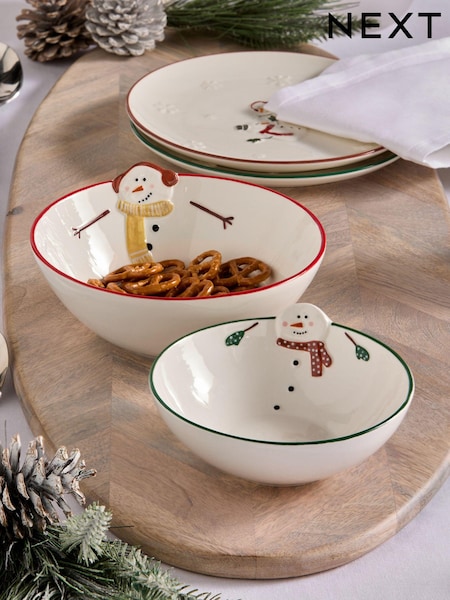 White Snowmen Nesting Serve Bowls Set of 2 (Q92960) | € 16