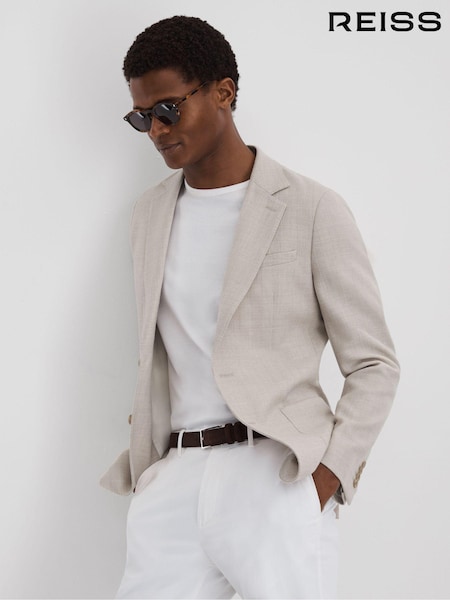 Reiss Stone Attire Slim Fit Textured Wool Blend Single Breasted Blazer (Q92974) | €423