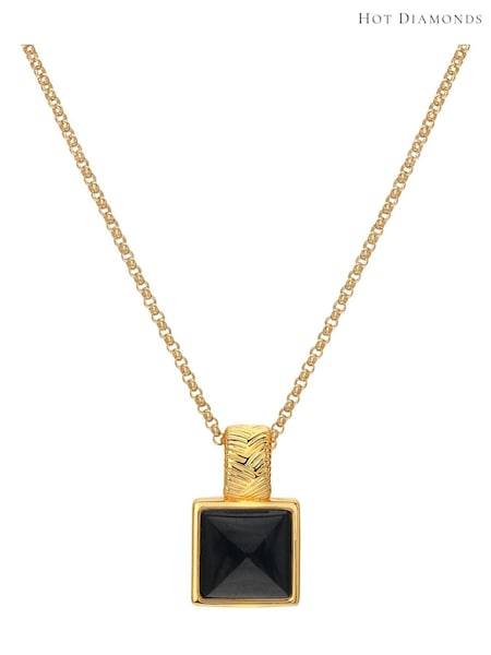 Hot Diamonds X JJ Gold Tone Black Onyx Pendant (Q93041) | €130