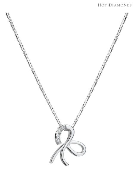 Hot Diamonds Silver Tone Ribbon Pendant Necklace (Q93049) | €107