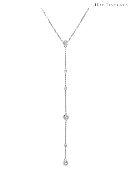 Hot Diamonds Silver Tone Tender Waterfall Statement Necklace (Q93068) | kr2 530