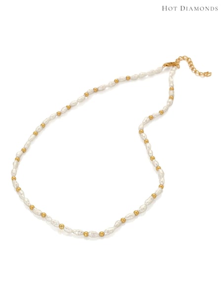 Hot Diamonds Gold Tone Calm Pearl Necklace (Q93092) | €179