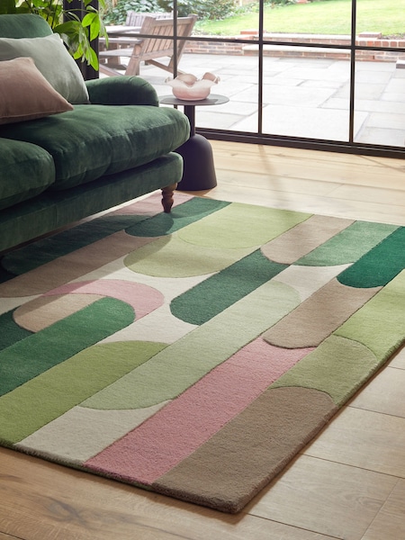 Sage Green Retro Shapes Rug (Q93181) | €159 - €397