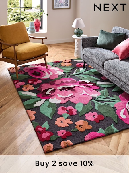 Pink Rosie Floral Rug (Q93216) | €126 - €364