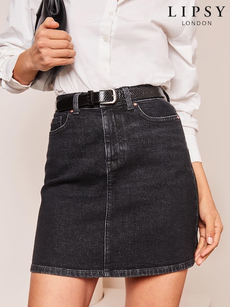 Lipsy Black Denim High Waist Mini Skirt (Q93227) | €16