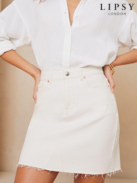 Lipsy White Denim High Waist Mini Skirt (Q93268) | €19