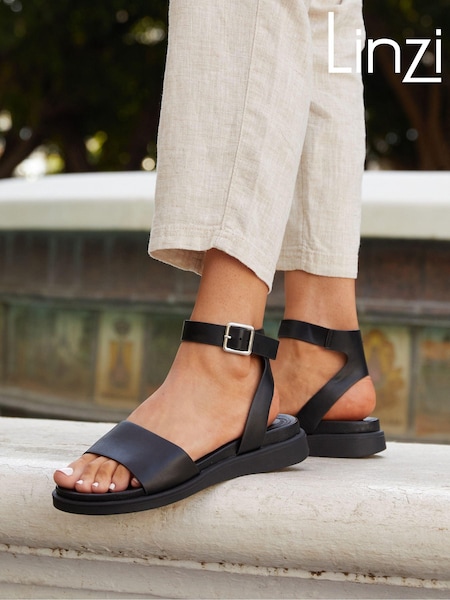 Linzi Black Two-Part Kara Sandals (Q93327) | OMR18