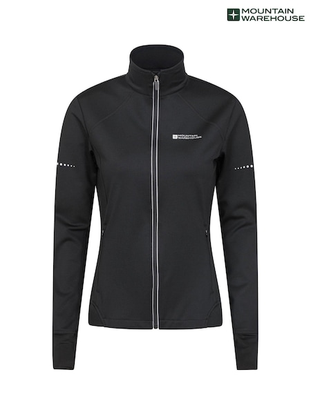 Mountain Warehouse Black Shift Womens Water Resistant Full Zip Cycling Jacket (Q93576) | €42