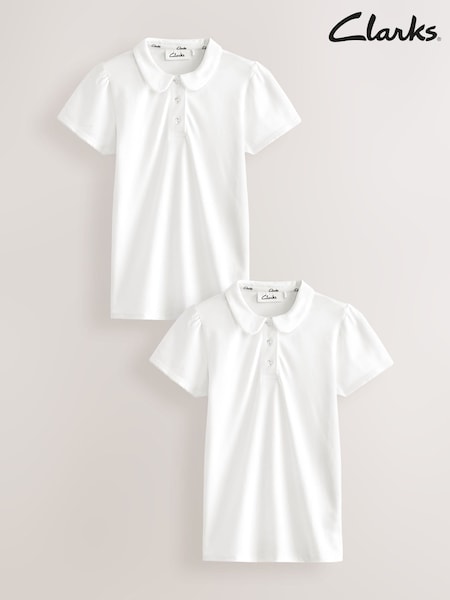 Blanco - Clarks Girls Short Sleeve School Shirts 2 Pack (Q93712) | 17 € - 27 €