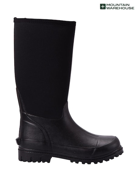 Mountain Warehouse Black Mucker Womens Water Resistant Neoprene Long Boots (Q93752) | $137