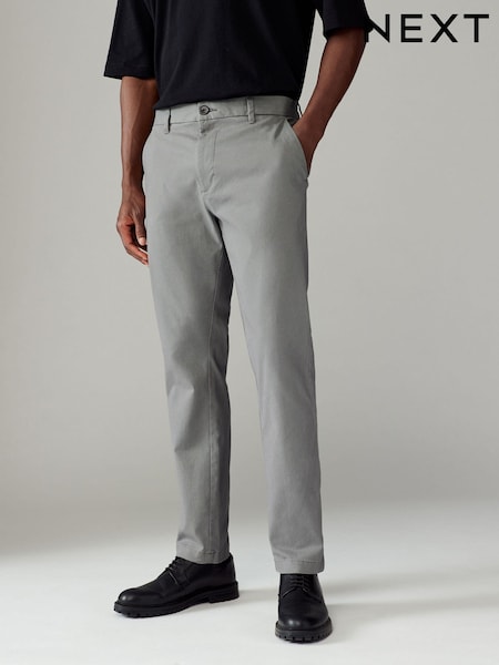 Grey Slim Fit Stretch Printed Soft Touch Chino Trousers (Q93761) | $34