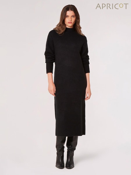 Apricot Black Chunky Knit High Neck Midi Dress (Q93840) | €21