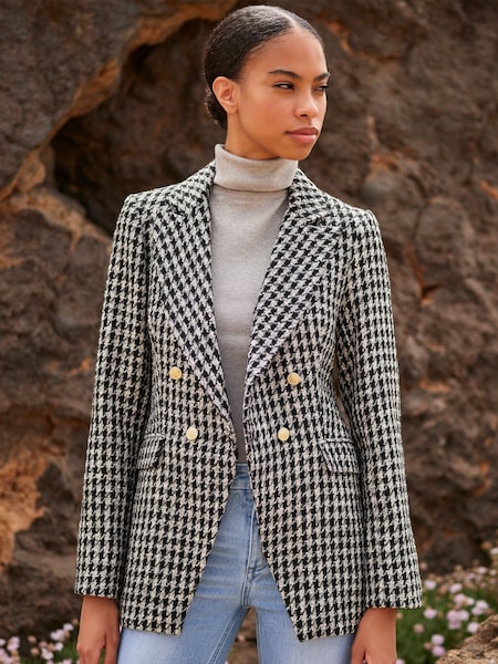 Apricot Black Dogtooth Asym Blazer (Q93872) | €41.50
