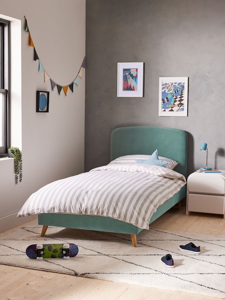 Soft Velvet Slate Teal Blue Kids Matson Standard Upholstered Bed (Q93895) | €340